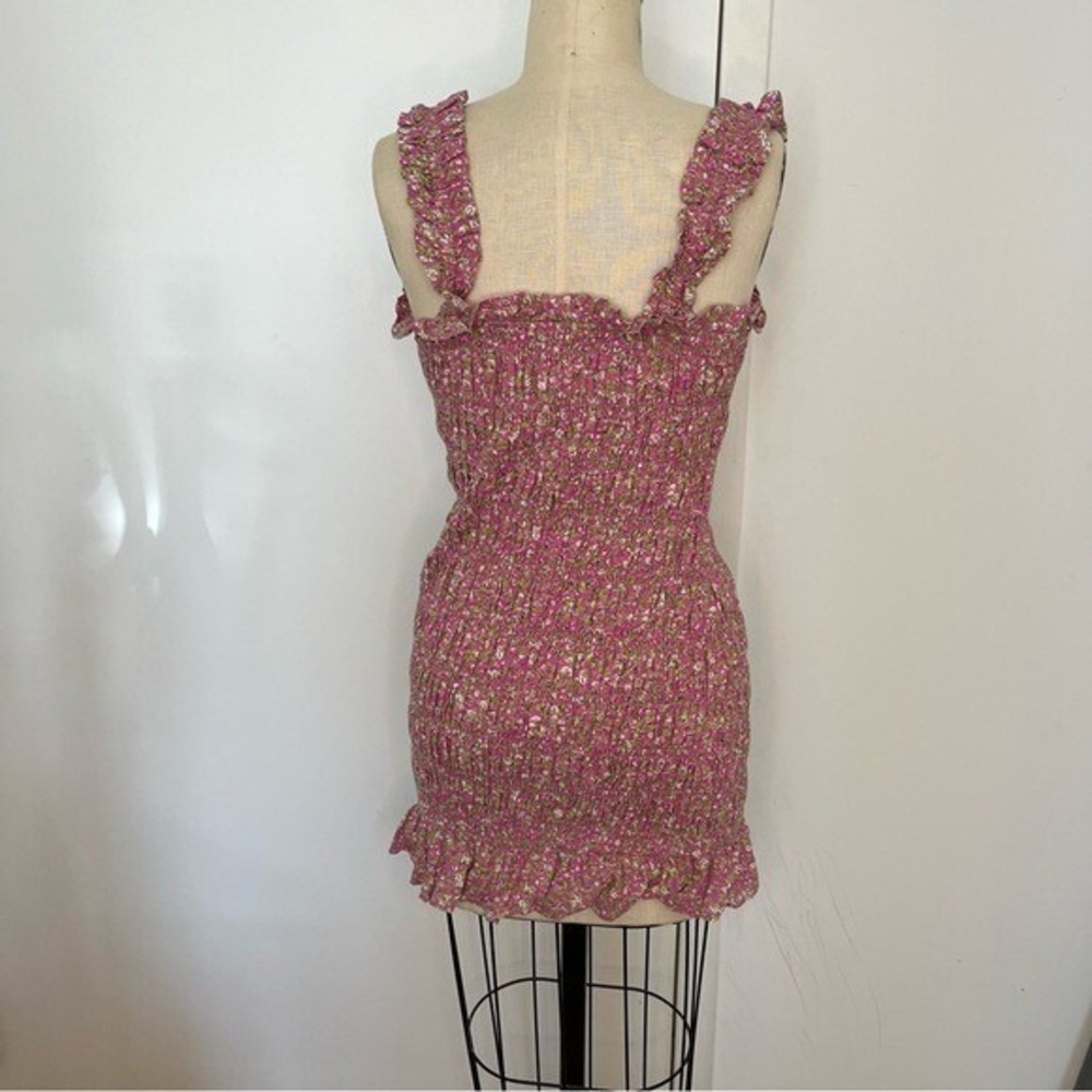 FREE THE ROSES All Over Smocked Ruffle Mini Dress Size Small - Picture 5 of 7